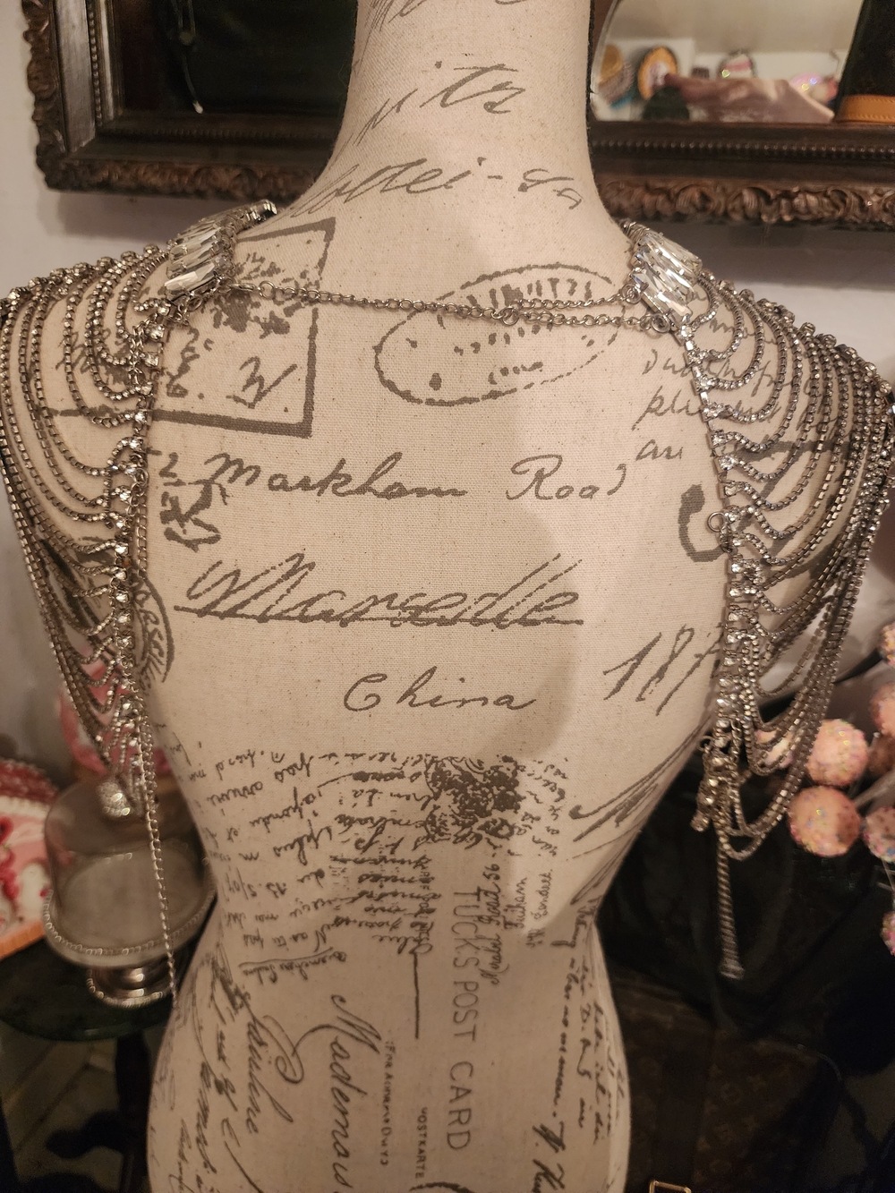 Shpulder Body Crystal Silver Statement Body Necklace - Women Jewelry - Picture 3 of 4